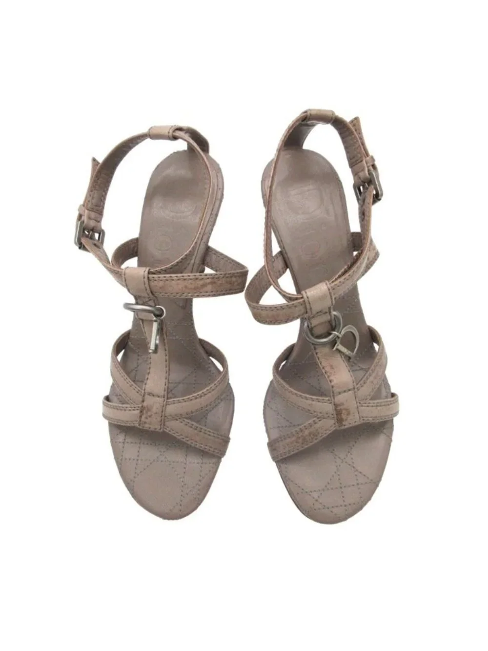 Dior Homme Dio Sandals Cannage Heels Charm Mules Shu Gray 35 2 1